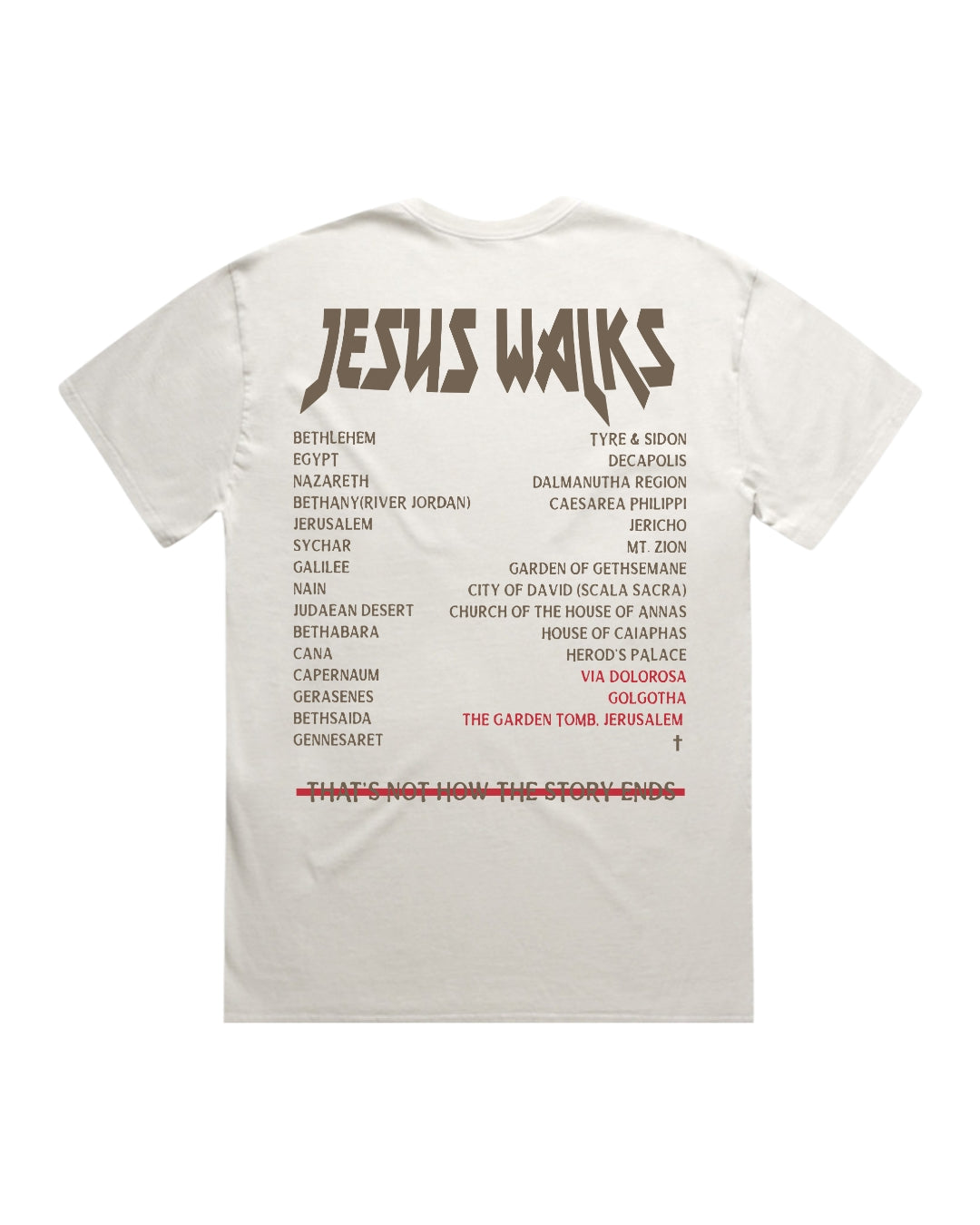 Mens Jesus Walks Cream T-shirt